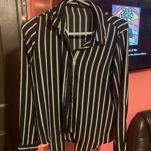 striped black and white blouse